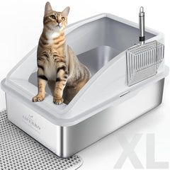 AIPERRO stainless steel XL litter box with lid for tidy use