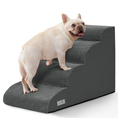 Airpanda dog steps beside a bed enabling safe climbing for small pets