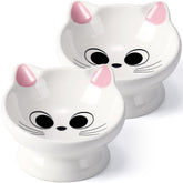 AISBUGUR raised cat food bowls in pink with 15Β° tilt for comfortable feeding