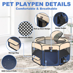 Aivituvin dog playpen with removable shade cover for flexible shade.