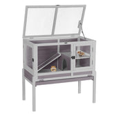 Aivituvin wooden two-story guinea pig cage for spacious play and rest.
