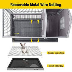 Aivituvin rabbit hutch four wheels for easy repositioning