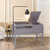 Aivituvin tortoise habitat with detachable legs, adaptable to desk or floor setups for versatile placement.