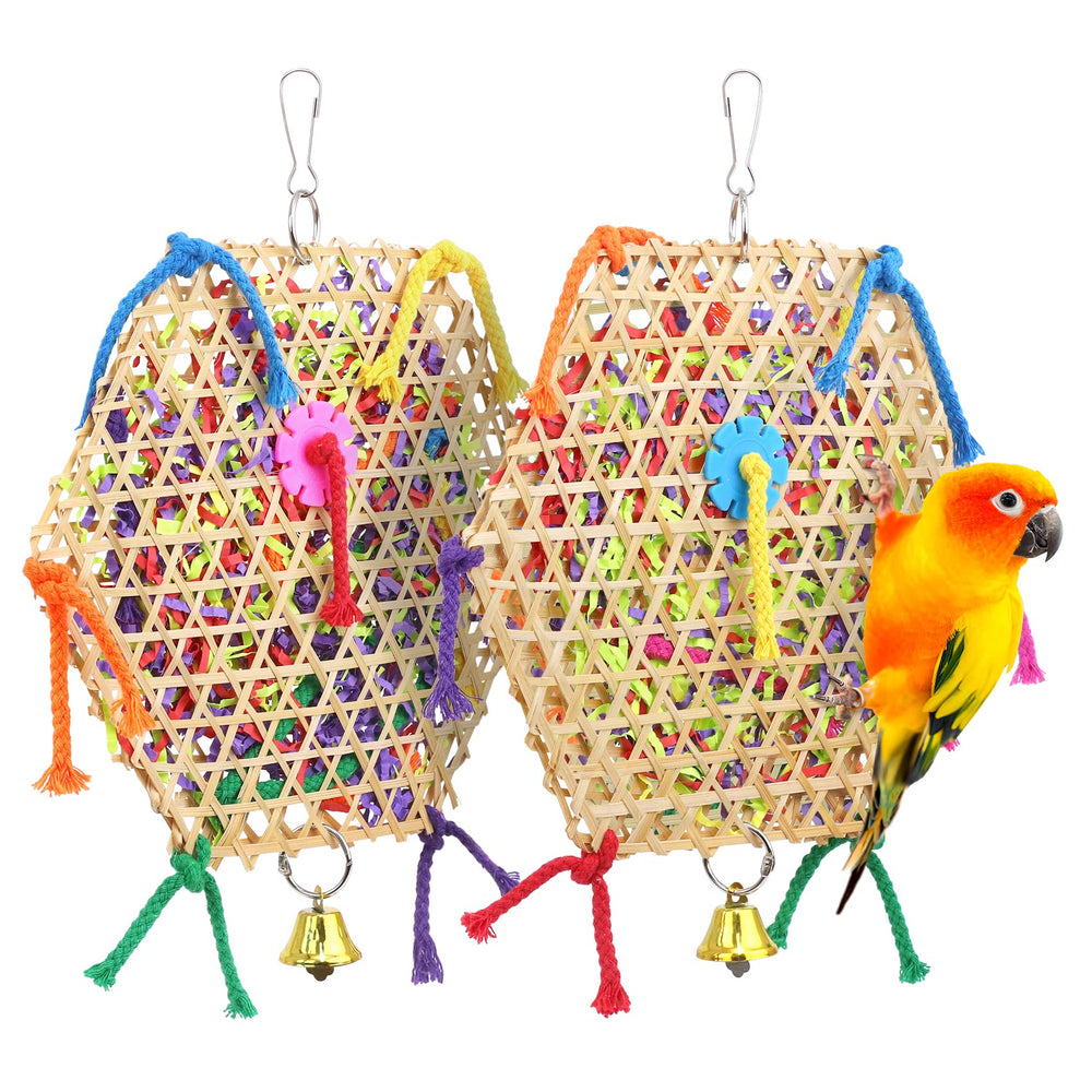 AK KYC Bird Parrot Toys 2-pack hanging foraging setup for enrichment.