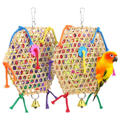 AK KYC Bird Parrot Toys 2-pack hanging foraging setup for enrichment.