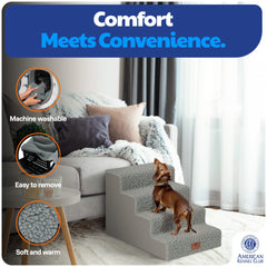 AKC 4-Step Pet Stairs non-slip surface supports confident climbing.