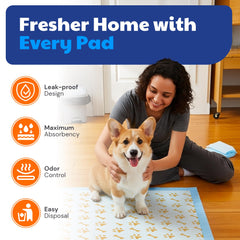 AKC Advanced Puppy Pads leakproof top layer protects floors from accidents