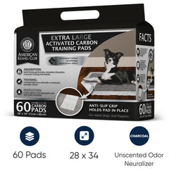 AKC charcoal pad with quick-dry gel for fast absorption and dry paws.