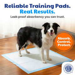AKC puppy training pad features 3-in-1 attractant for easier training.