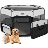 Akinerri dog playpen foldable frame provides portable confinement for pets.