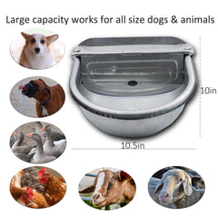 AKUATUZ stainless steel dog waterer with drain hole for easy cleaning.