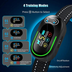 AKUVU bark collar LED display shows power and mode for easy setup