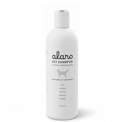 Alaro dog shampoo bottle front for double-coated breeds