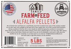 Family Farm and Feed alfalfa pellets in small pet feeding bowl for hamsters and rabbits.