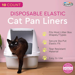 Alfapet Sta-Put secure-fit technology keeps liners in place on any litter box shape.