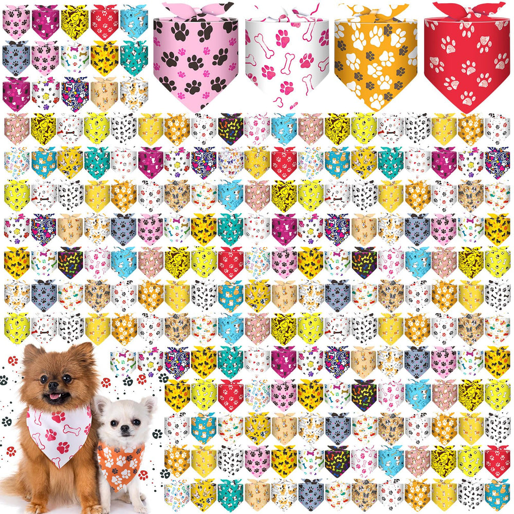 Aliceset paw-print bandana bulk set adds festive style to small dogs.
