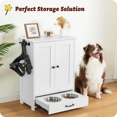 ALINE FURNITURE raised dog bowls provide comfortable dining height for pets.