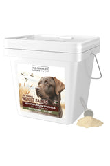 All American Canine Bulk Weight Gainer bottle label shows high-calorie formula for weight gain.