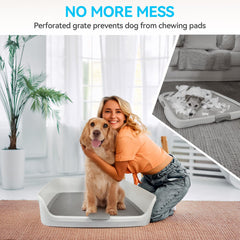 ALL FOR PAWS dog litter box with raised sides reduces splashes and floor mess.