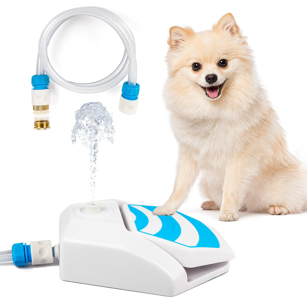 All For Paws dog water fountain with pedal-action for constant fresh water.