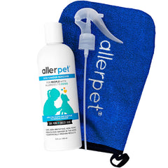 Allerpet dog dander remover bottle for easy at-home dander reduction.