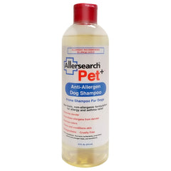 Allersearch Pet+ bottle front view highlighting all-natural allergen care.