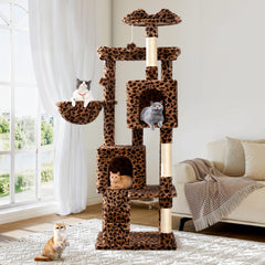 Allewie 64-inch cat tree plush condo offers cozy privacy for restful naps