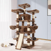 Allewie 68-inch cat tree leopard posts for durable scratching.