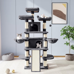 Allewie 68-inch cat tree multi-level: engaging climbing and play for multiple cats.