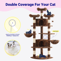 Allewie 73in multi-level design highlighting elevated platforms for curious cats to observe.