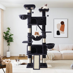 Allewie 81-inch cat tree multi-level playground encourages vertical exploration and play.