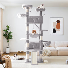Allewie multi-level cat tree provides vertical space to reduce territory disputes.