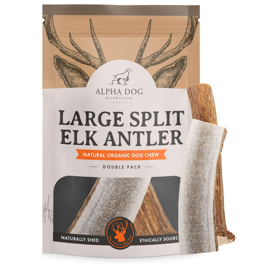 Alpha Dog Nutrition elk antler chews large split β durable, long-lasting chew for dogs