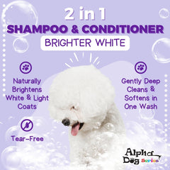 Alpha Dog Series shampoo-conditioner pack shot highlighting convenient 2-in-1 care