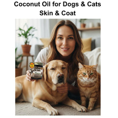 ALPHA PET ZONE coconut oil dog coat shine, enhances fur luster.