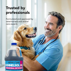 KennelSol HC deodorizes kennels with a fresh wintergreen scent
