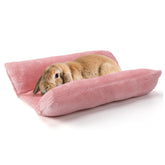 Alphatool soft bunny bed pink close-up shows plush fabric and cozy comfort.
