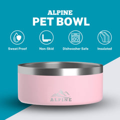ALPINE dishwasher-safe stainless steel bowls for pets, convenient cleanup.