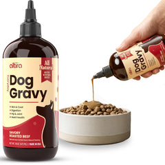 Altira Everyday Dog Gravy dish served over kibble for a complete meal.