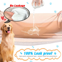 ALWZ-RDY dog bed covers 42x28 beige on crate mat, waterproof protection against spills.