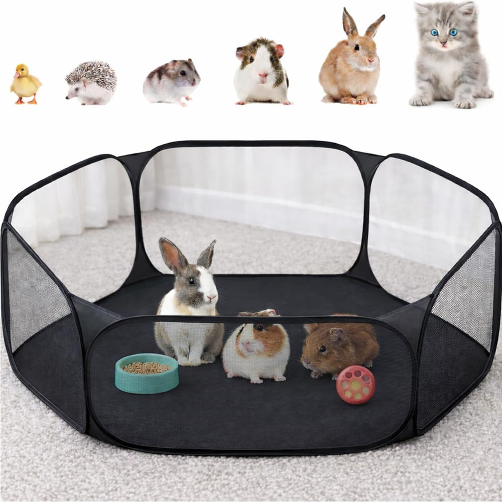 Amakunft small animal playpen breathable mesh view for airflow and monitoring.