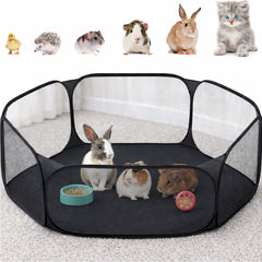 Amakunft small animal playpen breathable mesh view for airflow and monitoring.