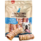 Amazing Dog Treats beef trachea rings close-up showing natural texture for dental care
