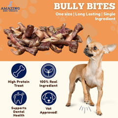 Amazing Dog Treats bully-stick bites closeup shows natural, single-ingredient chew