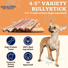 Amazing Dog Treats thin bully sticks for sensitive chewers and easy digestion.