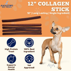 Amazing Dog Treats collagen bully stick ingredients closeup highlighting single-ingredient formula.