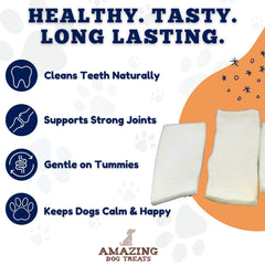 Amazing Dog Treats dental benefits chew texture for healthy gums during chewing.