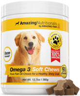 Amazing Nutritionals Amazing Omega 3 bacon-flavor chews for dogs promote a tasty daily omega boost.