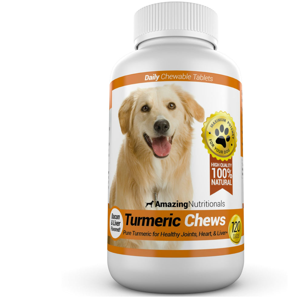 Amazing Nutritionals bacon-flavored dog chews for tasty daily turmeric support.