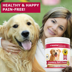 Amazing Nutritionals Cranberry for Dogs chews closeup showing bacon flavor appeal